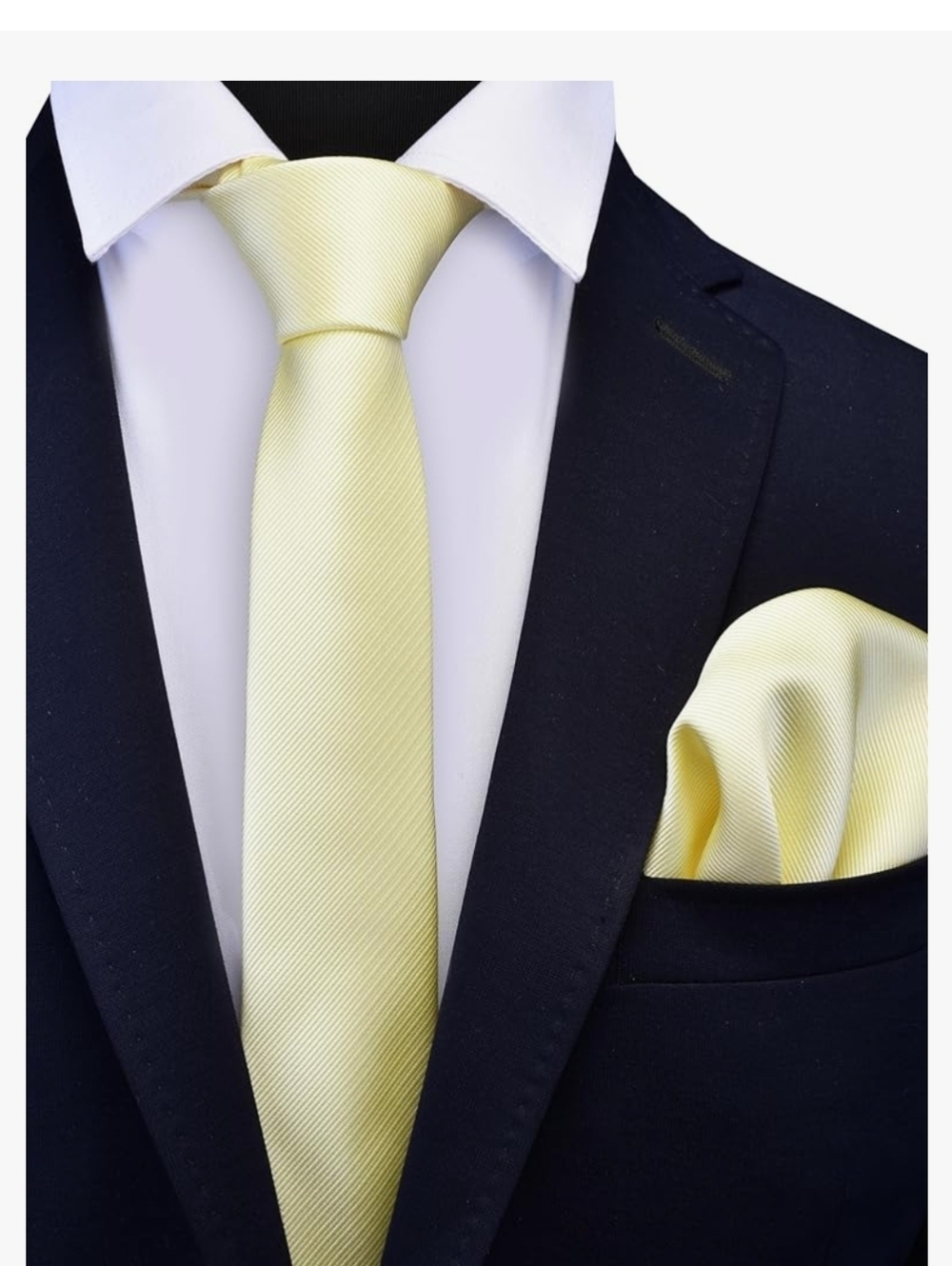 Men's Light Yellow Tie and Pocket Square Set - Classic Formal Accessory